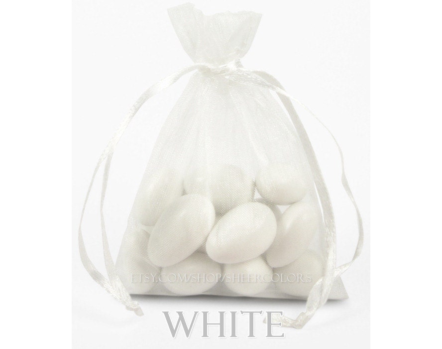 Organza Bags, 3 x 4 Inch Sheer Fabric Favor Bags, For Wedding Favors ...