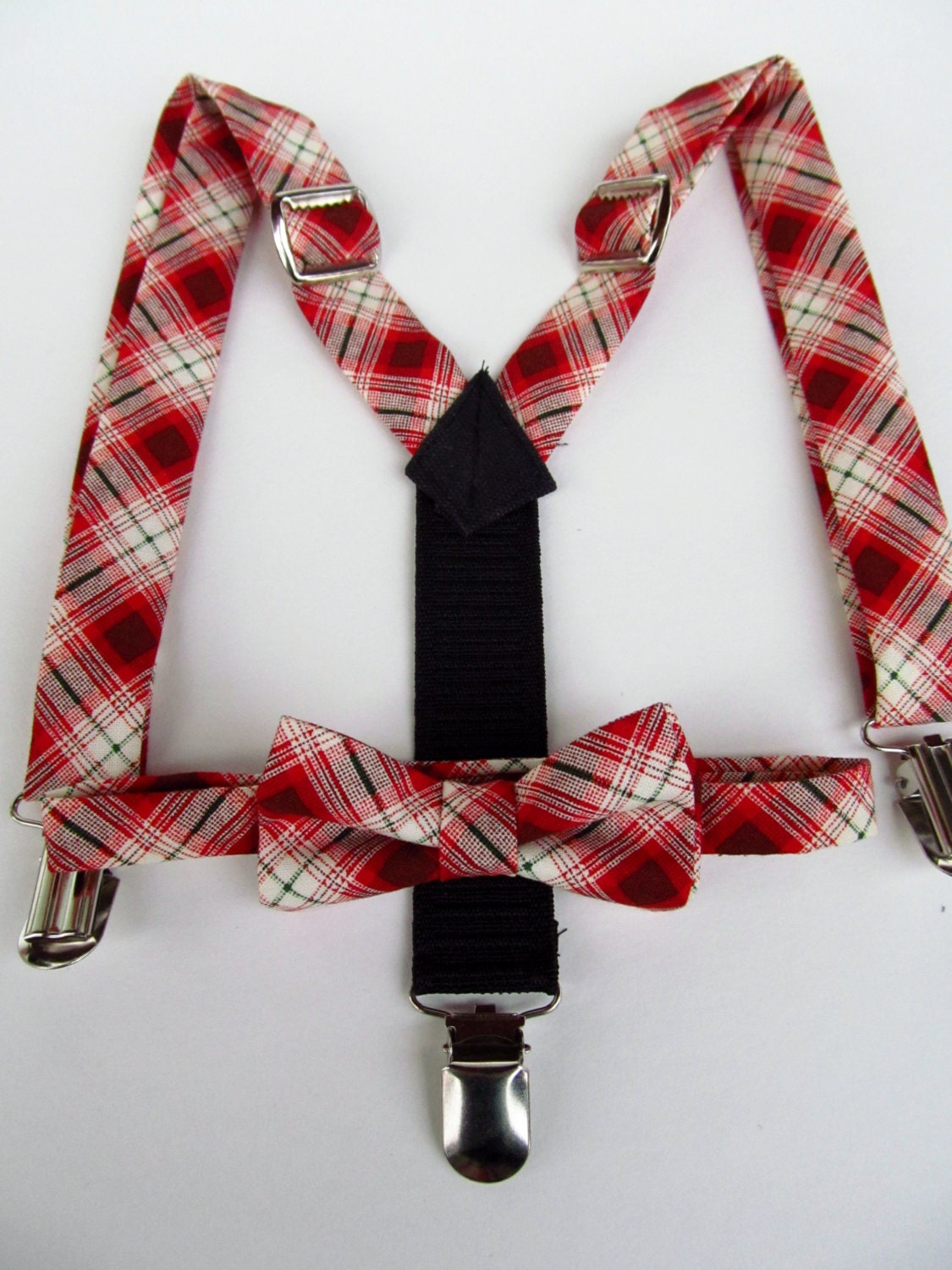 SALE bow tie and suspender set for toddler boy red by golubchick