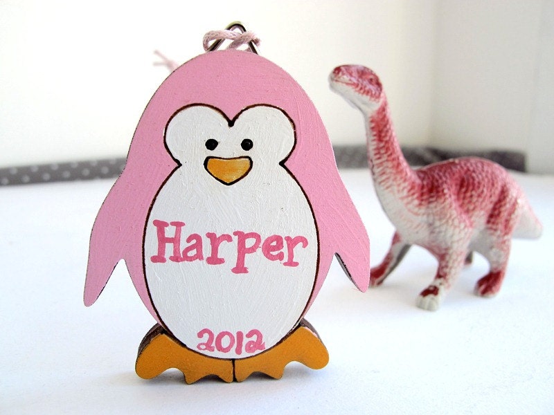 Items similar to Personalized Kids penguin Ornament - baby first