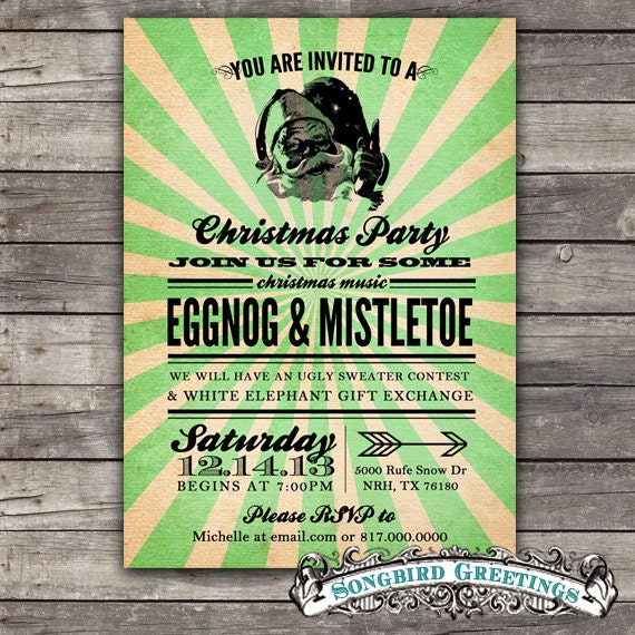DIY Santa Claus Christmas party invitation--customizable Il_570xn