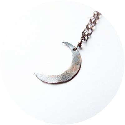 crescent moon necklace - rustic, pagan, retro, vintage inspired copper moon necklace - KicaBijoux
