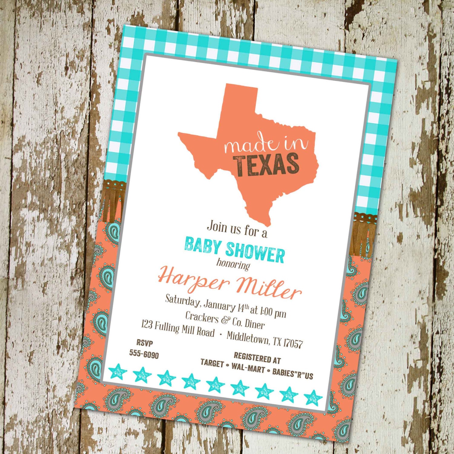 baby girl shower invitations western style any by katiedidesigns