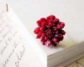 Flower Ring Cranberry Wedding Bridesmaid Gifts Maid of Honor Fall Winter Wedding Romantic Jewelry Victorian Jewelry Vintage Ring Fashion - TwigsAndLace
