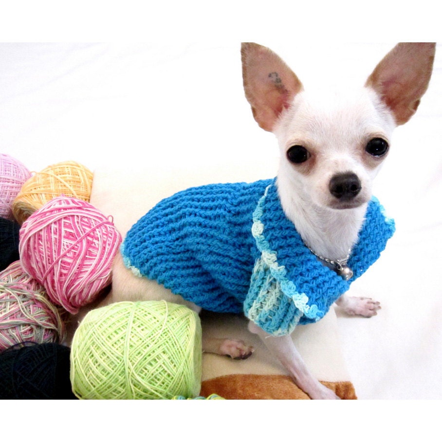 Items similar to Designer Dog Clothes XXS Knitwear Chihuahua Dress Blue
