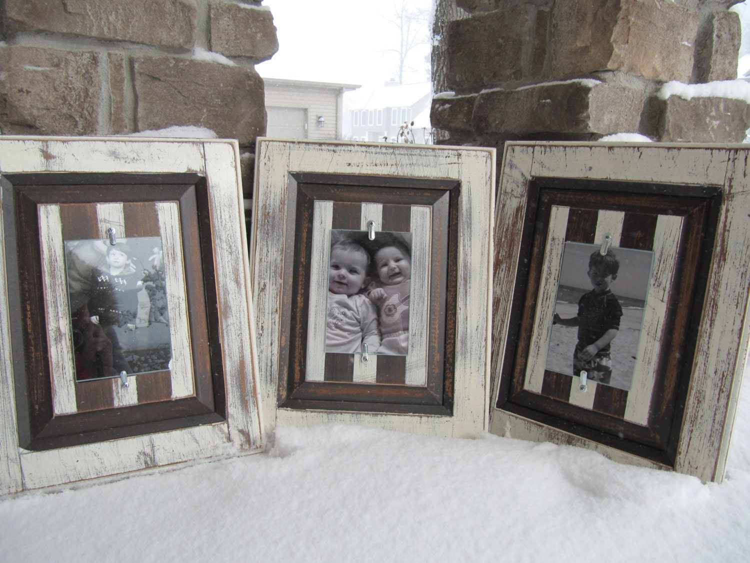 Set of 3 repurposed wood picture frames by BlessHerHeartDesigns