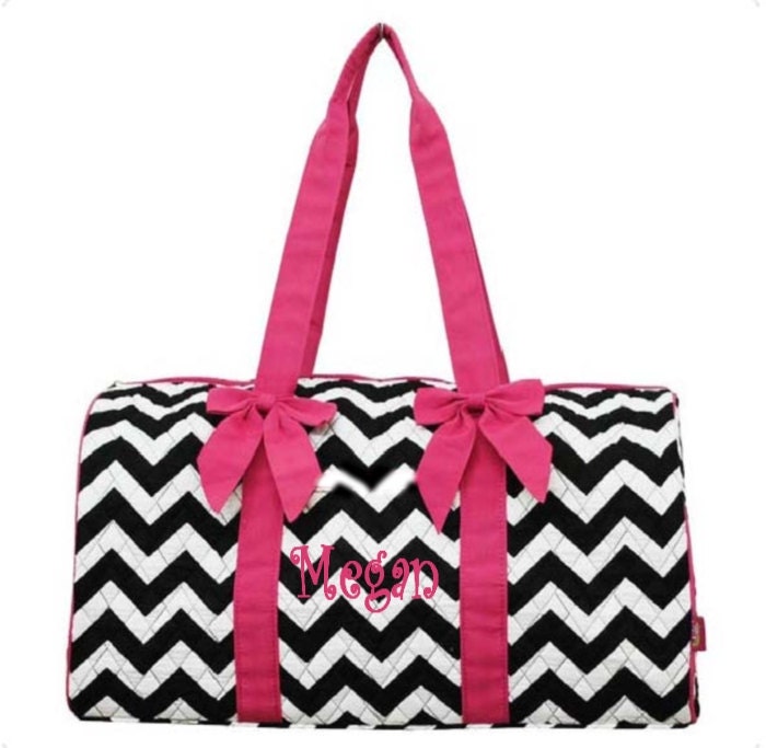 Personalized Quilted Large Chevron Duffel Bag Gym Dance or Overnight ...