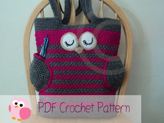 Owl Tote Bag Crochet Pattern Instant Download