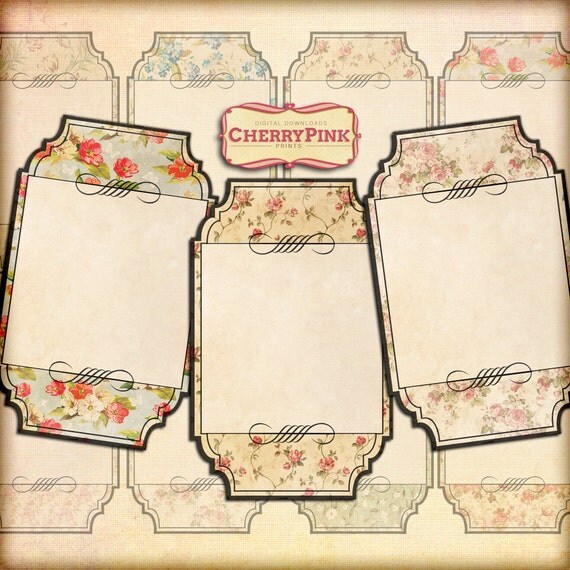 FLORAL LABELS printable gift tag digital by CherryPinkPrints