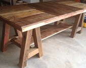 Reclaimed Wood Kitchen Table with Trestle Legs - BindleStickFurniture