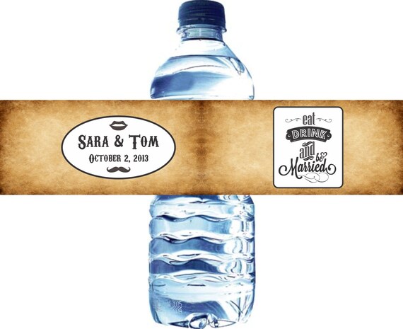100 Parchment Wedding Water Bottle Labels - Waterproof Self Stick Labels Il_570xn
