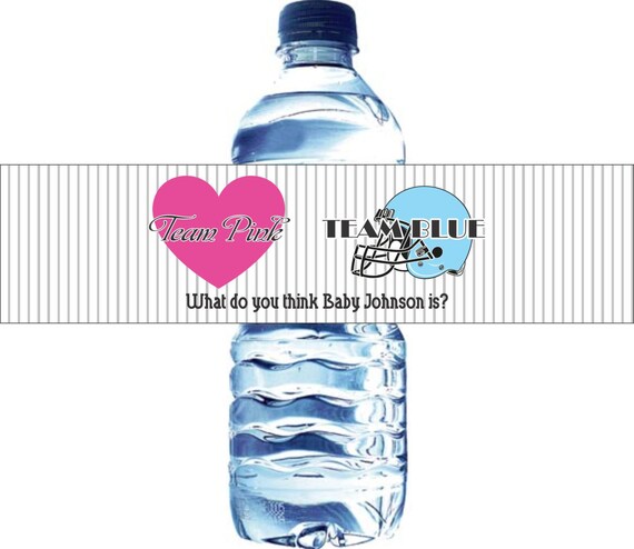 30 Gender Reveal Water Bottle Labels - Waterproof and self stick Il_570xn