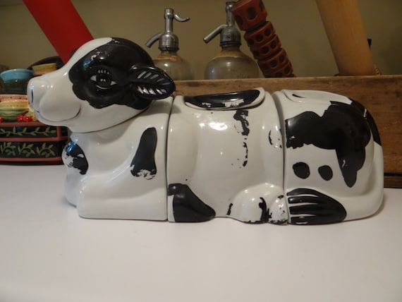 Items similar to Vintage Cow Cookie Jar, 3 Pieces on Etsy