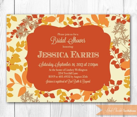 Fall Bridal Shower Invitation - Fall Leaves. Fall Bridal Shower Invite, Baby Shower Invite or Birthday Invite. Il_570xn