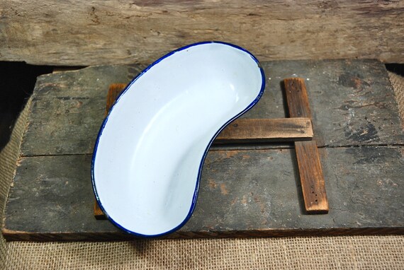 Items similar to Small Antique Enamelware Bed Pan / Enamel Pan Made in