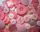 ON SALE - 100 Mixed Sewing Buttons - Light Pink, Baby Pink, Cotton Candy, Carnation, Salmon Pink, Bubblegum Pink, Sizes 1/8" up to 1.75" - moggyssupplyshop