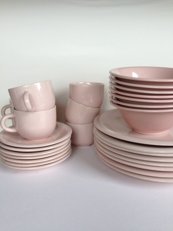 mid century pink stoneware dinnerware set for by mid century pink stoneware dinnerware set for by