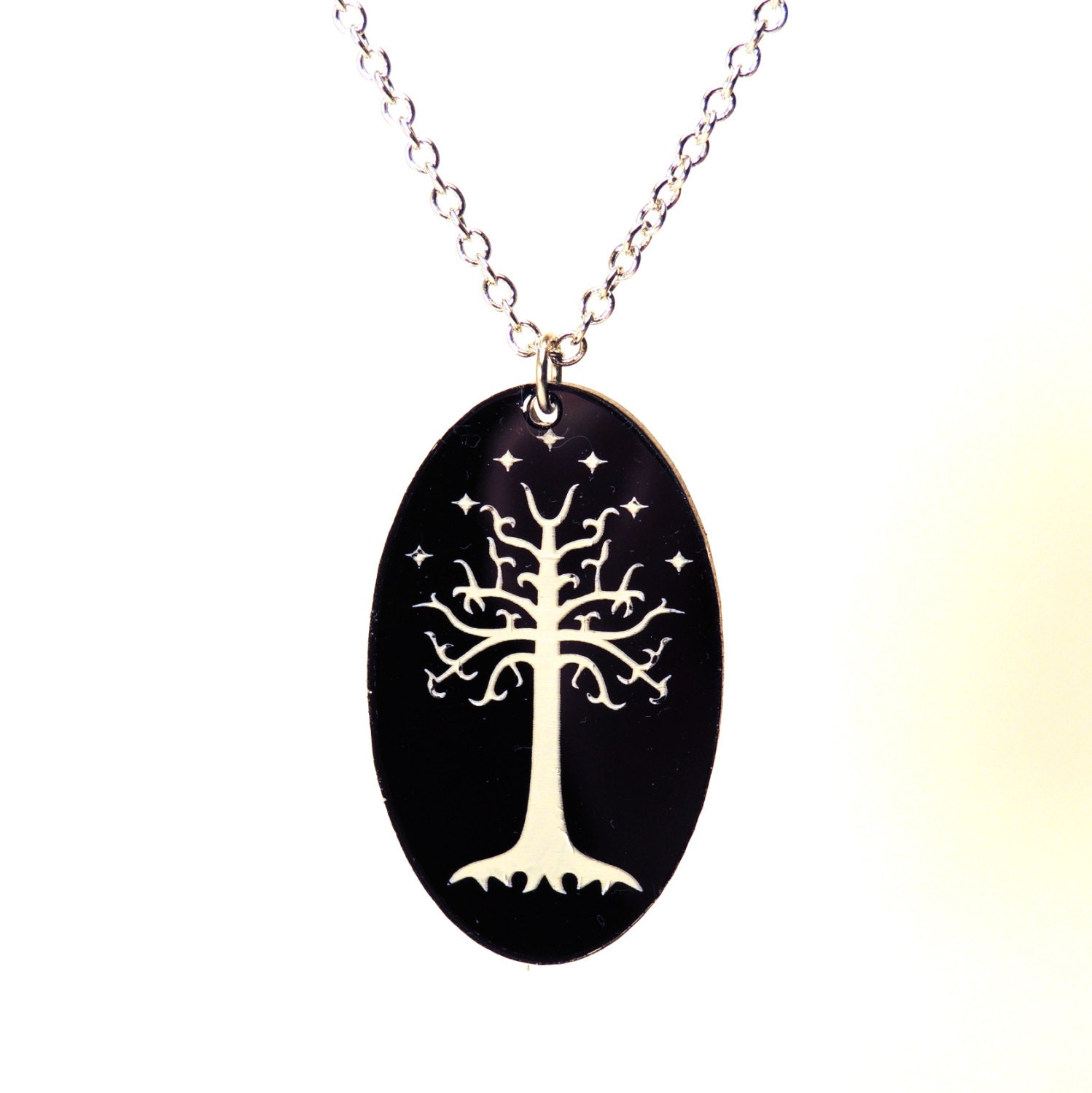 Tolkien White Tree of Gondor Pendant, Zipper Pull, or Key Ring-  Laser Cut Acrylic
