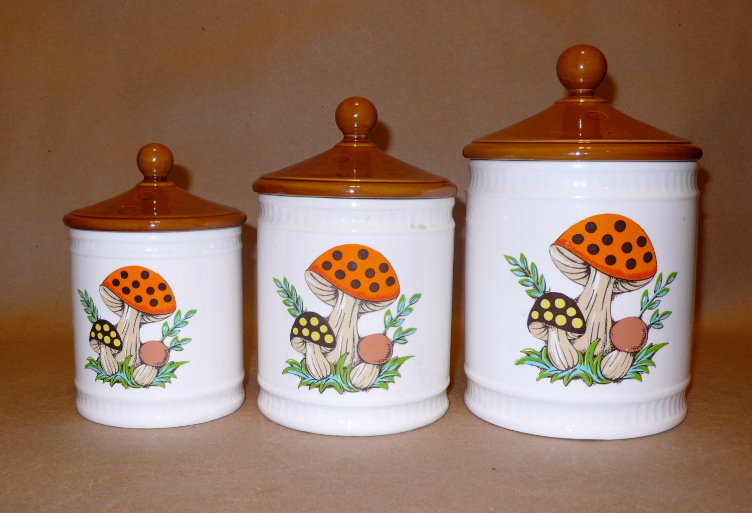 Vintage Merry Mushroom Canister Set Sears And Roebuck