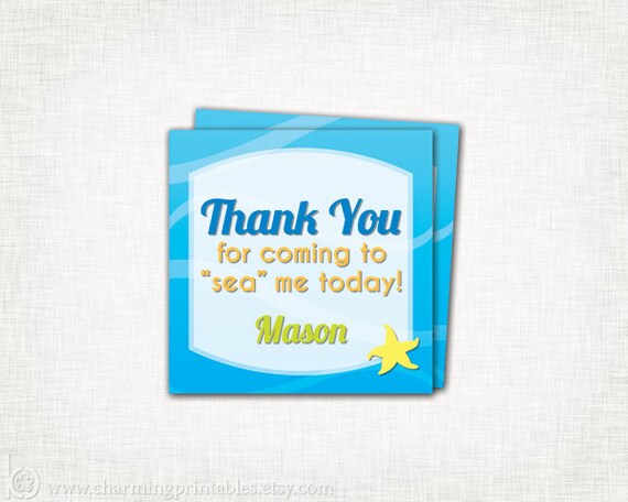 Fish Thank You Tags - Printable File Birthday Favor Tags - Pool Party Tags Labels - Under the Sea Collection Il_570xn