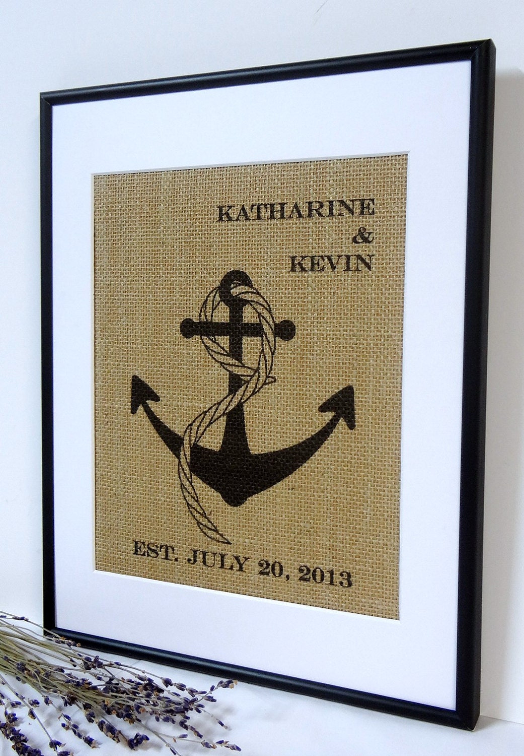 Personalized Burlap Nautical Wedding Gift by BurlapArtByElizabeth