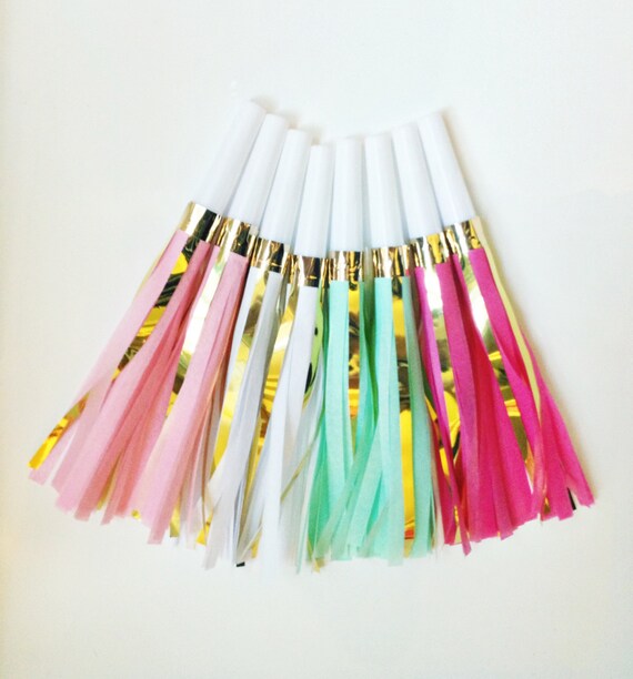 10 Party fringe metallic noise makers horns by StephShivesStudio