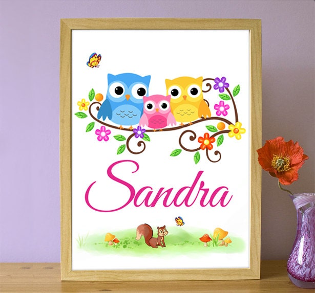 Owl Theme Nursery Wall Art Personalized by LoveDecorStudio