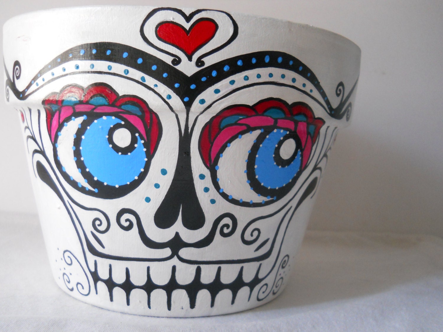 Items similar to Day of the Dead sugar skull Flower Pot Planter Halloween Dia de los Muertos