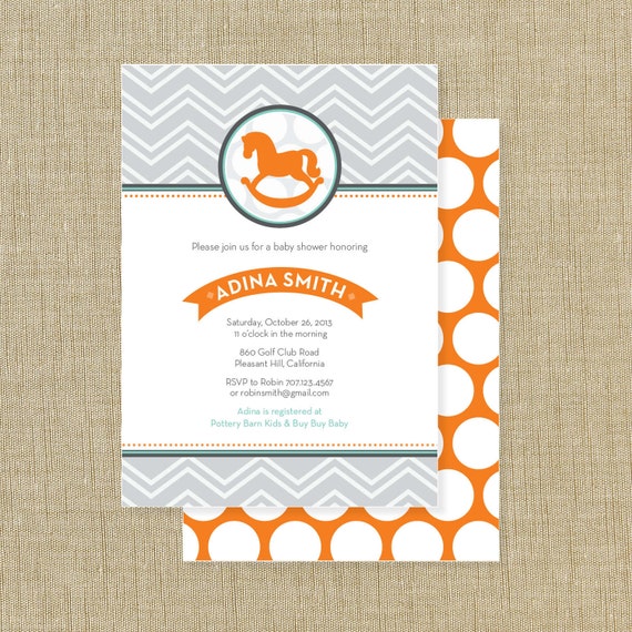 Printable Personalized Baby Shower Invitation- Modern Chevron Rocking ...