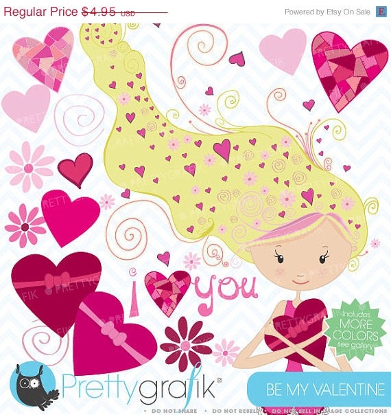 40% OFF SALE valentine girl clipart commercial use, vector graphics, digital clip art, digital images - CL448 Il_570xn