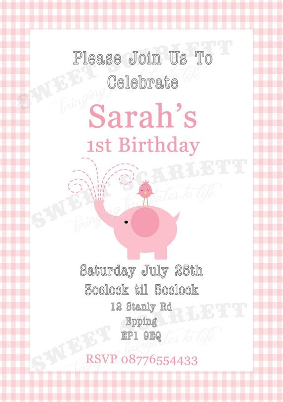 Pink Elephant Showers Collection PRINTABLE CUSTOMIZED INVITATION - Sweet Scarlett Events Il_570xn