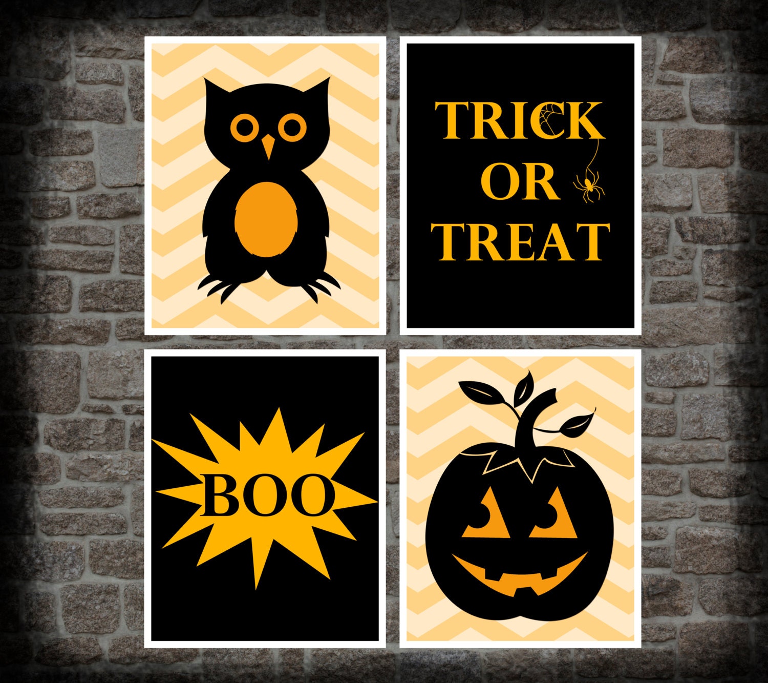 Halloween Prints. Halloween Decorations. Set of 4 8x10 Halloween Wall Prints. Etsykids Team. Halloween Pumpkin Owl - KryderPrints