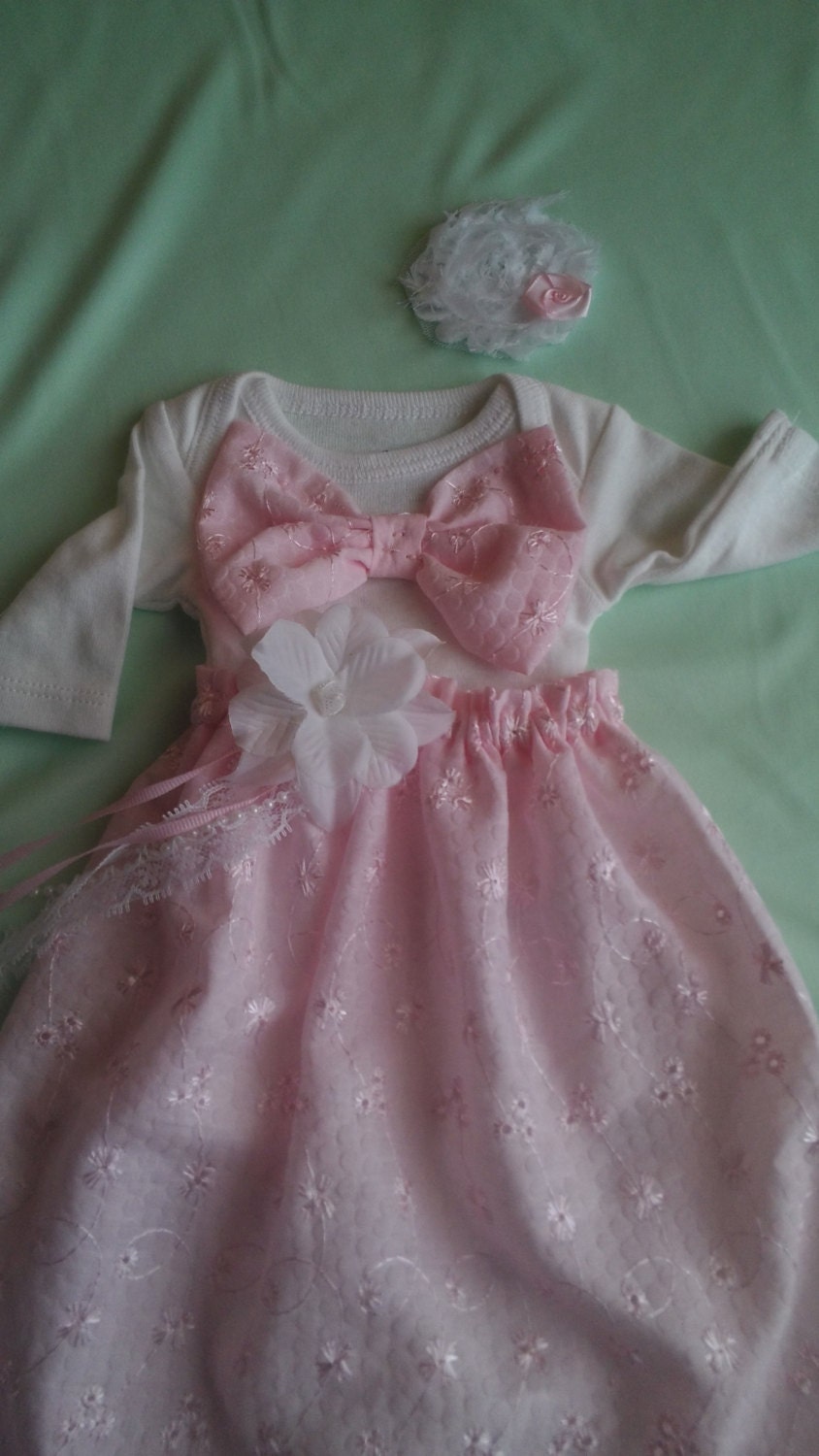 white preemie gown