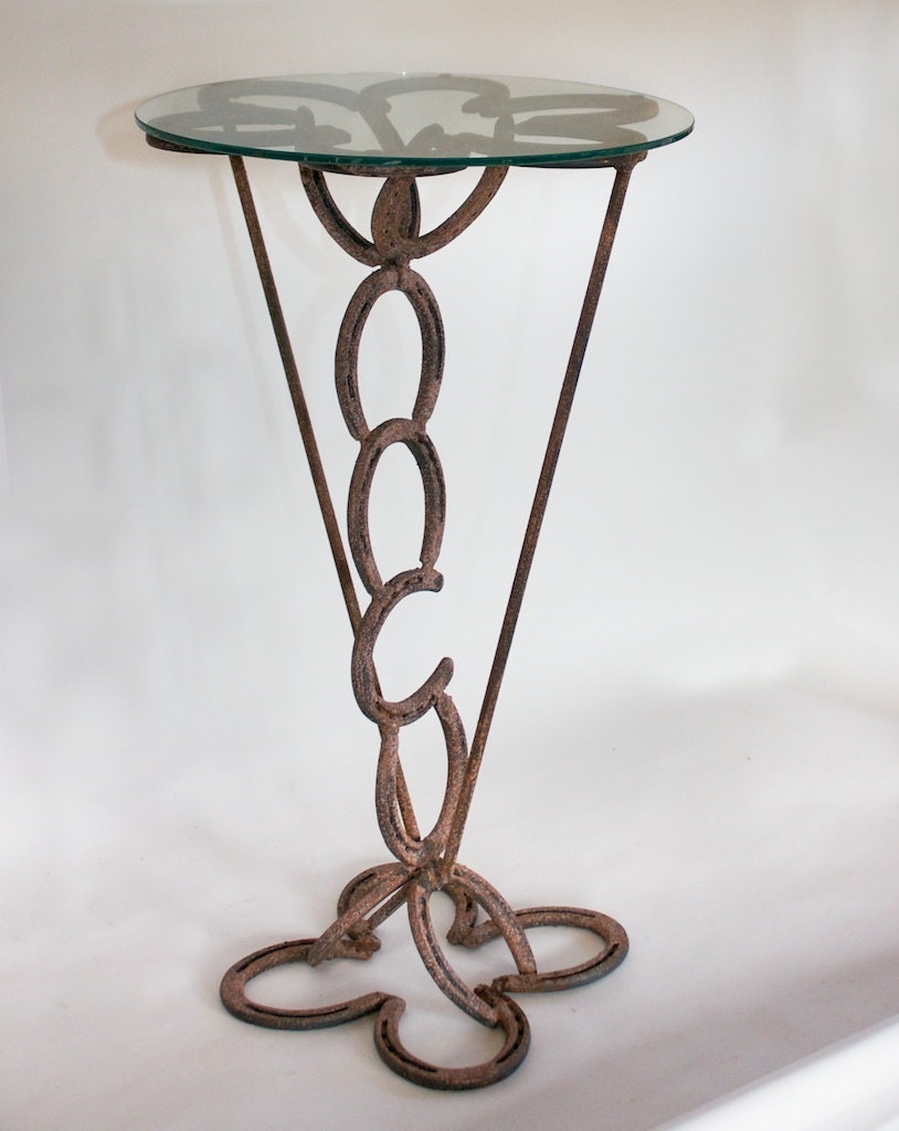 Side Table Rustic Horse Shoe Side Table by GrindstoneDesign