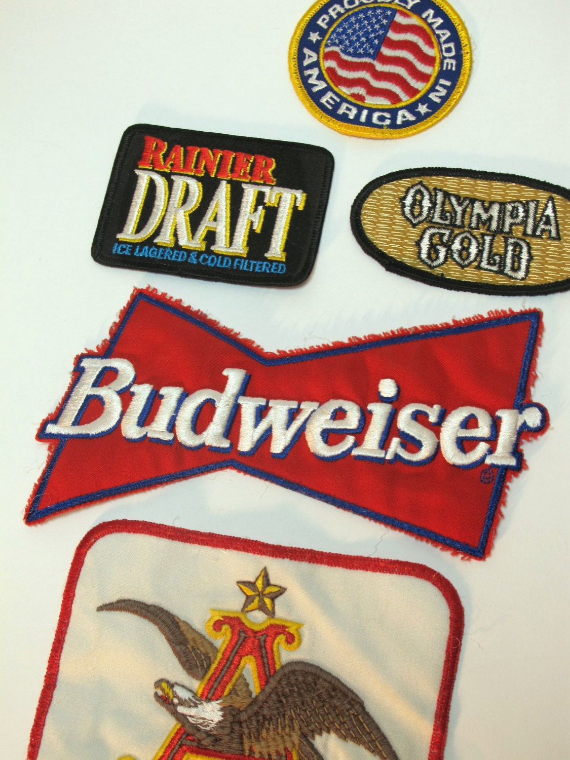 vintage beer patches / olympia / rainier / budweiser by milkandice