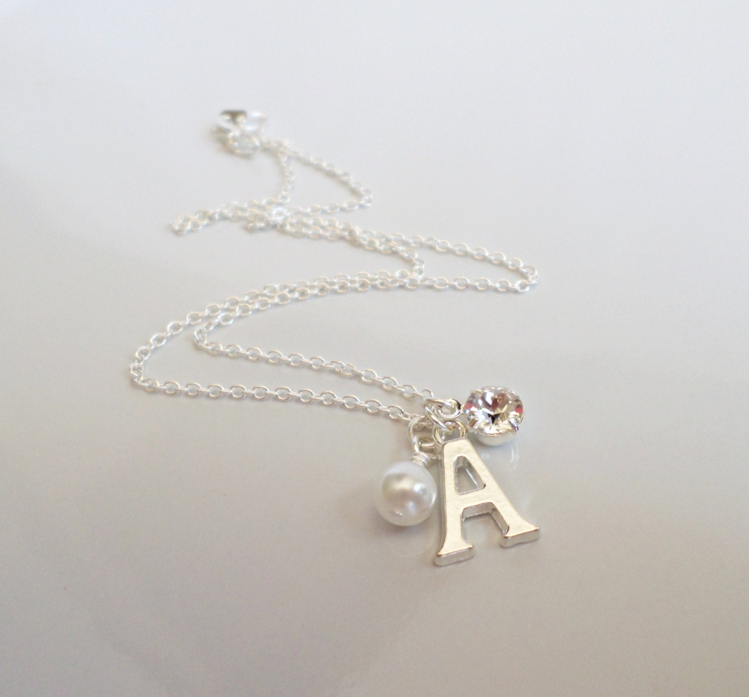 FREE SHIPPING Personalized Flower Girl Necklace, Flower Girl Letter Charm Necklace, Personalized Flower Girl Gift, Girls Initial Necklace - JessicasBridal