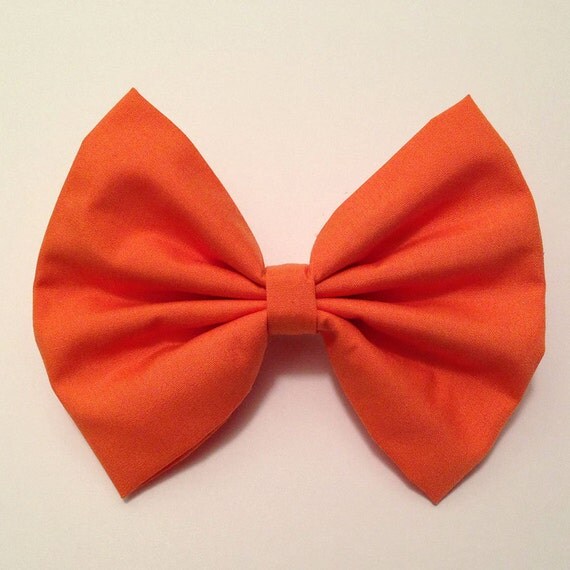Big Orange Hair Bow by LittleBlueGarden on Etsy