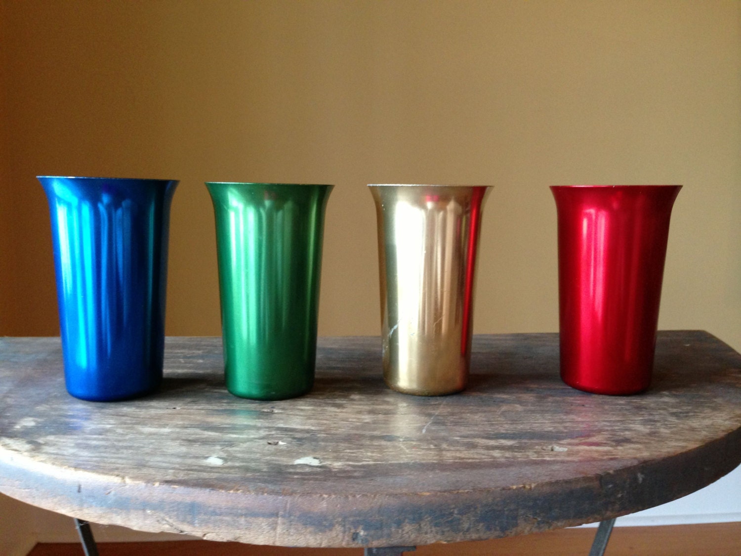 Retro Aluminum Cups Color Craft Set of 4 Drinking by StylishPiggy