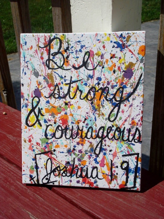Items similar to Splattered Paint Joshua 19 script 8x10 Canvas Art