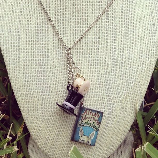 Alice's Adventures in Wonderland inspired charm necklace