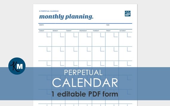Perpetual Calendar Printable 1 page editable PDF form by KeepMake