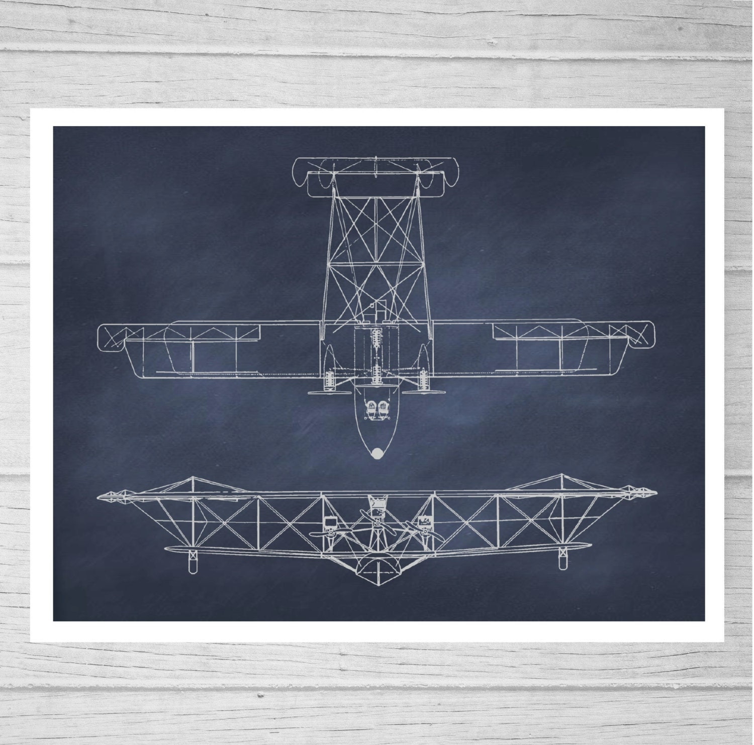Aviation Bi-Plane Blueprint Wall Art. Airplane print. by AlaskaBay