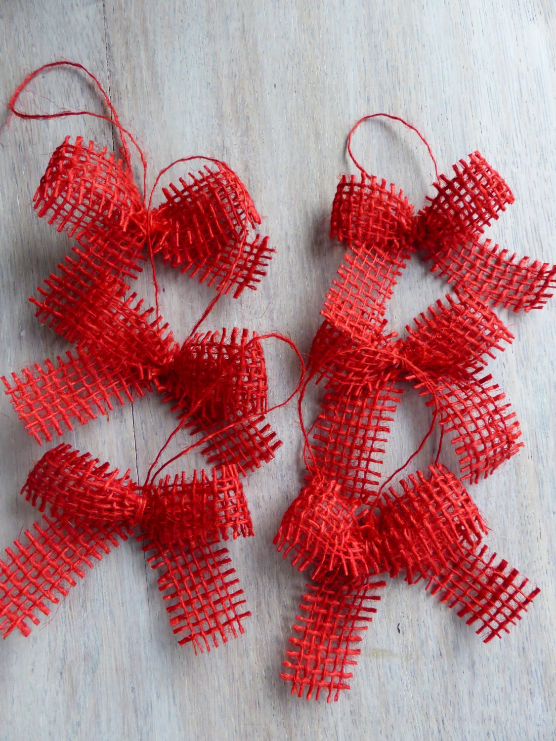small red burlap bow set -Home Decor -