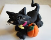 Polymer Clay Halloween Cat - zoobekkacreations