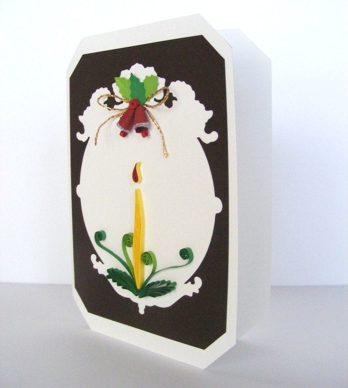 Quilling Christmas Card, Candle and Bells Christmas Card - RollingIdeas