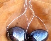 2" Wire Wrap Silver Dangle Earrings with Shiny Black Accents - ChrisGSwankyDesigns