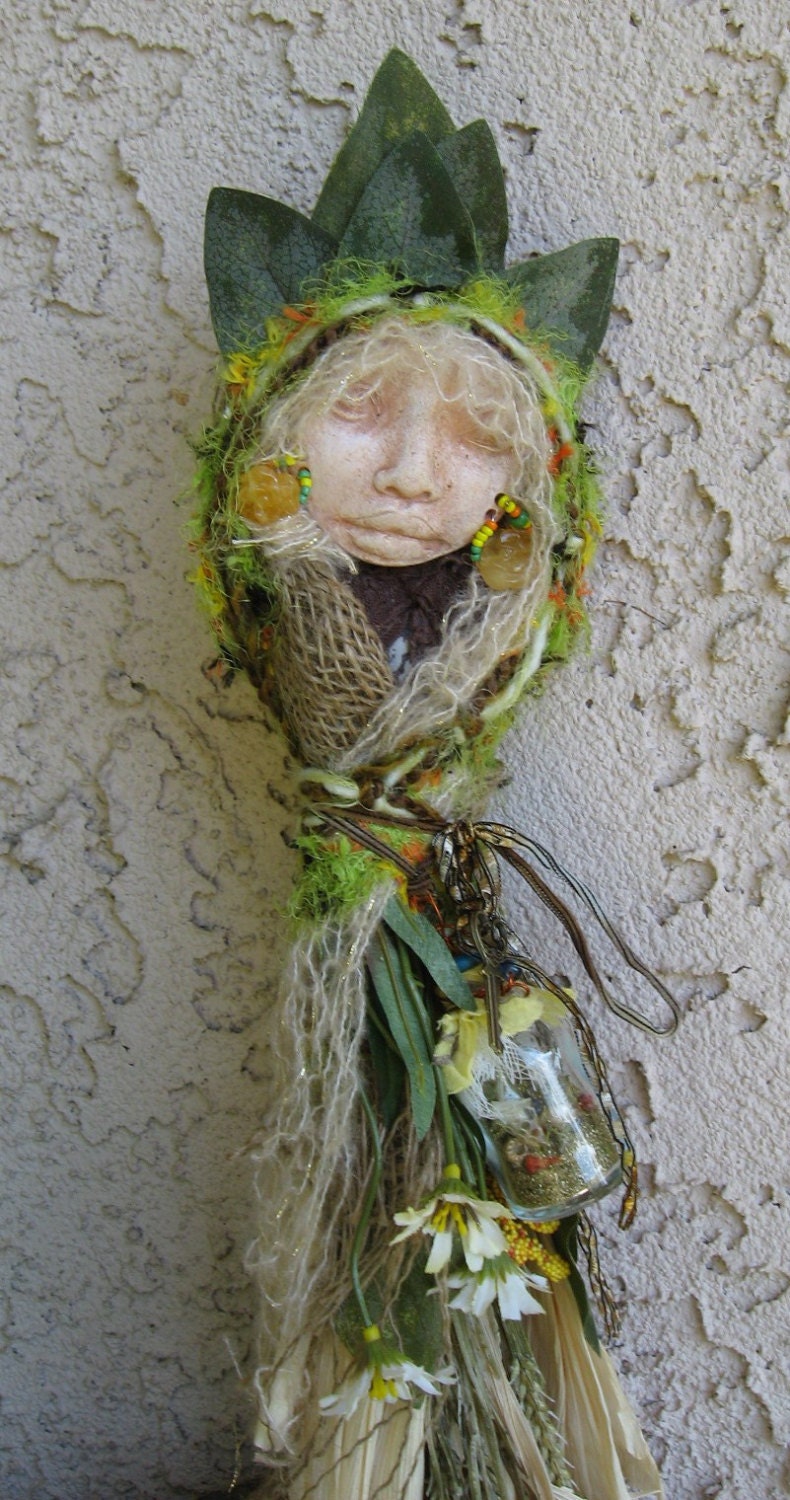 Harvest Moon Goddess, assemblage art doll OOAK