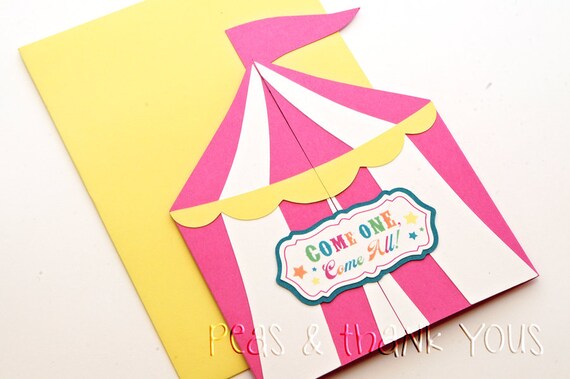 Signature Fuchsia Circus Tent Birthday Invitations for Girls Circus or Carnival Party Il_570xn