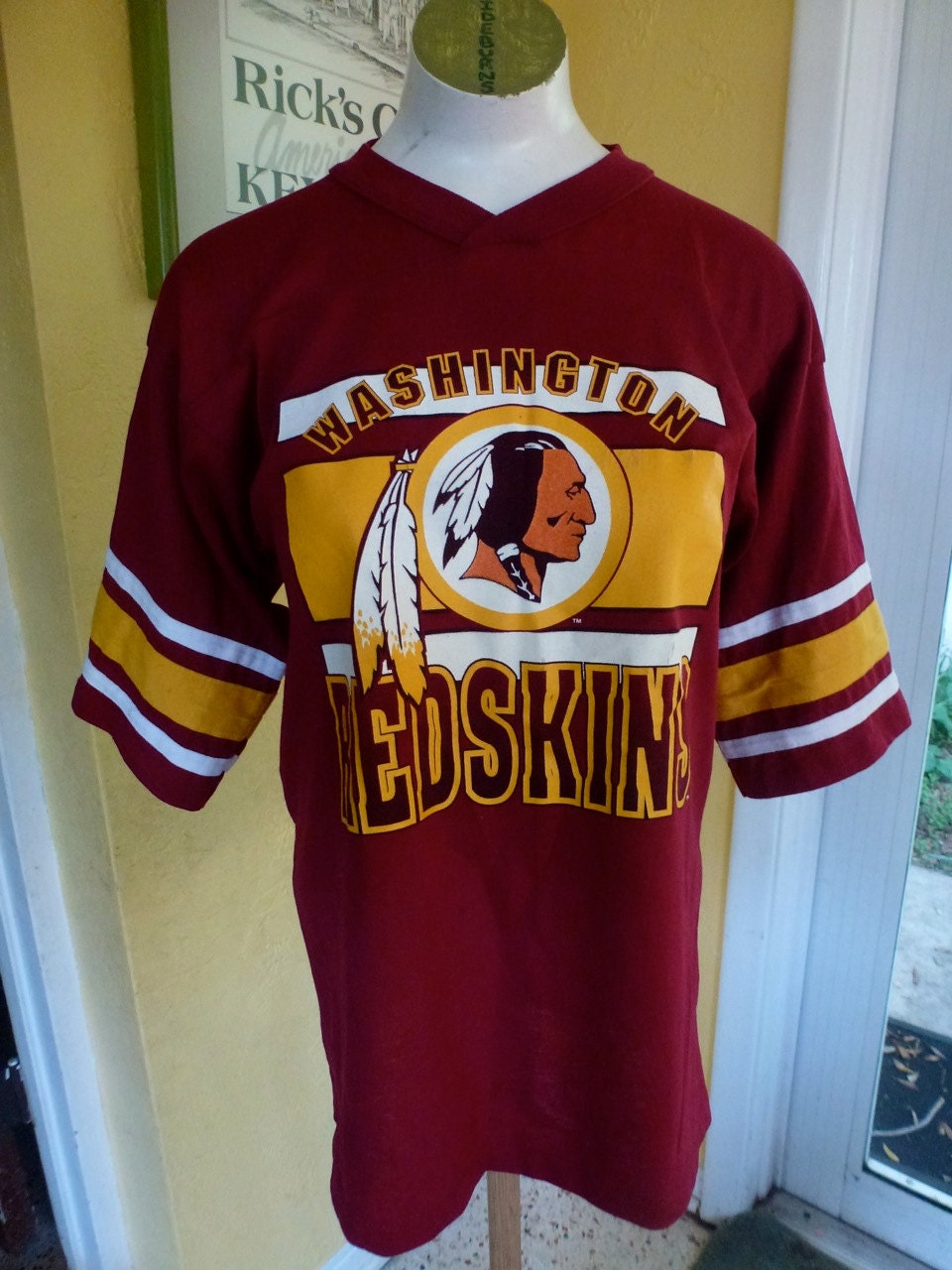 Vintage Redskins Shirt : Washington Redskins Jersey Tee 1980s Vintage Shirt By Sideburns