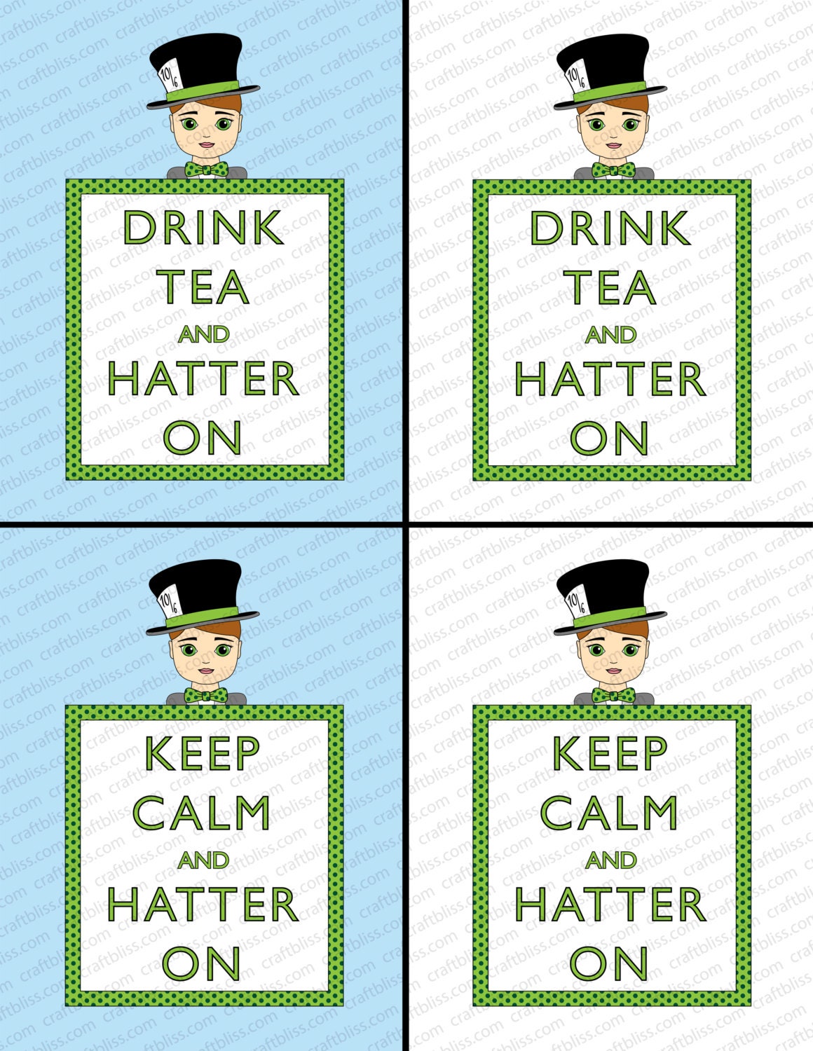 Mad Hatter Alice in Wonderland Illustration Digital Download Print for Parties, Decor, Baby Shower and More Keep Calm and Hatter On Il_570xn