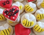 Bee My Valentine Cookie Nibbles - 3 dozen  Valentine Mini Cookies - CraftedCookies
